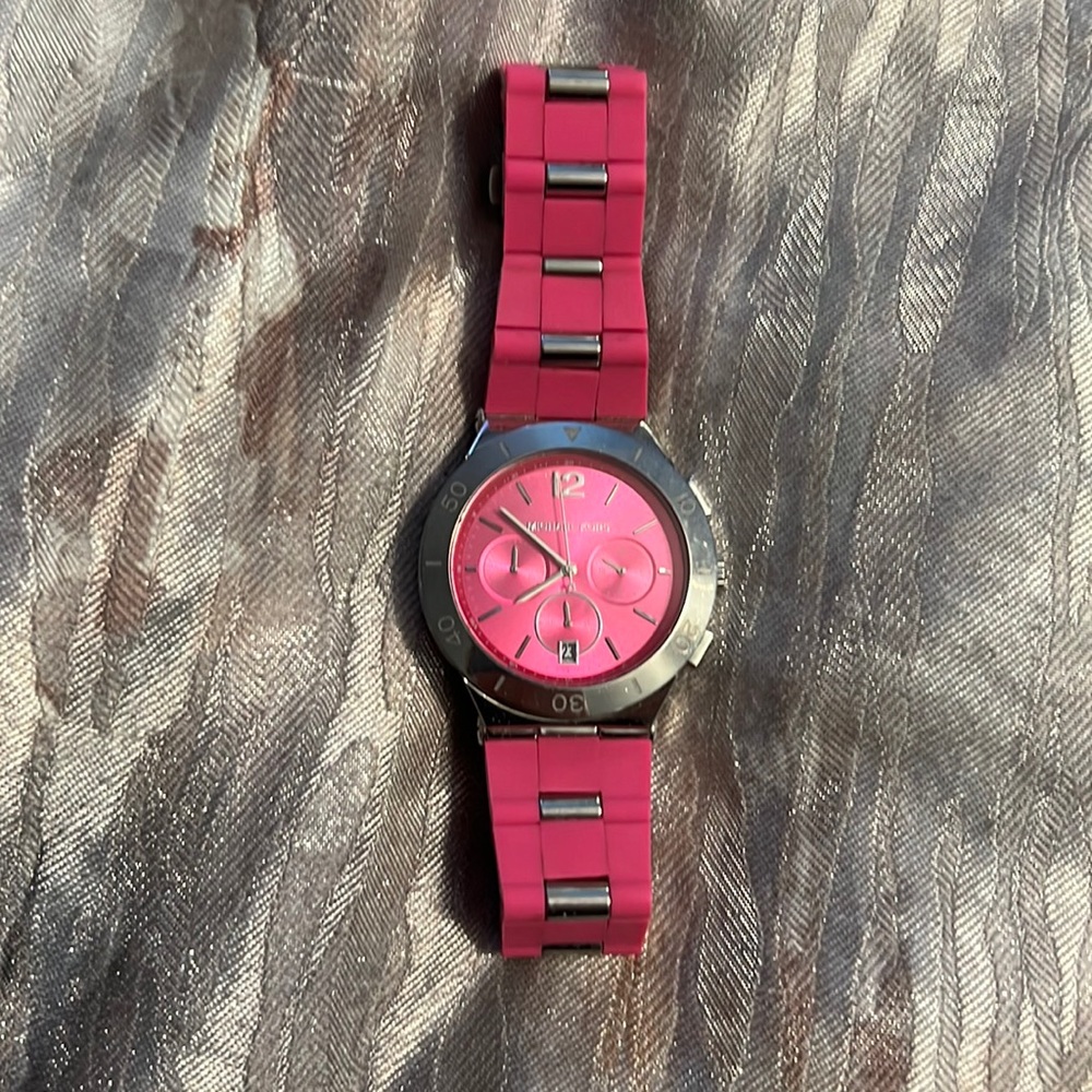 Pink and silver Michael Kors watch
